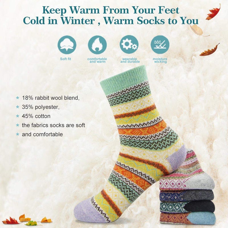 MORECOO Socks for Women - Christmas Gifts for Women - Stocking Stuffers - Thick Wool Soft Warm Cozy Crew Womens Socks - Image 3
